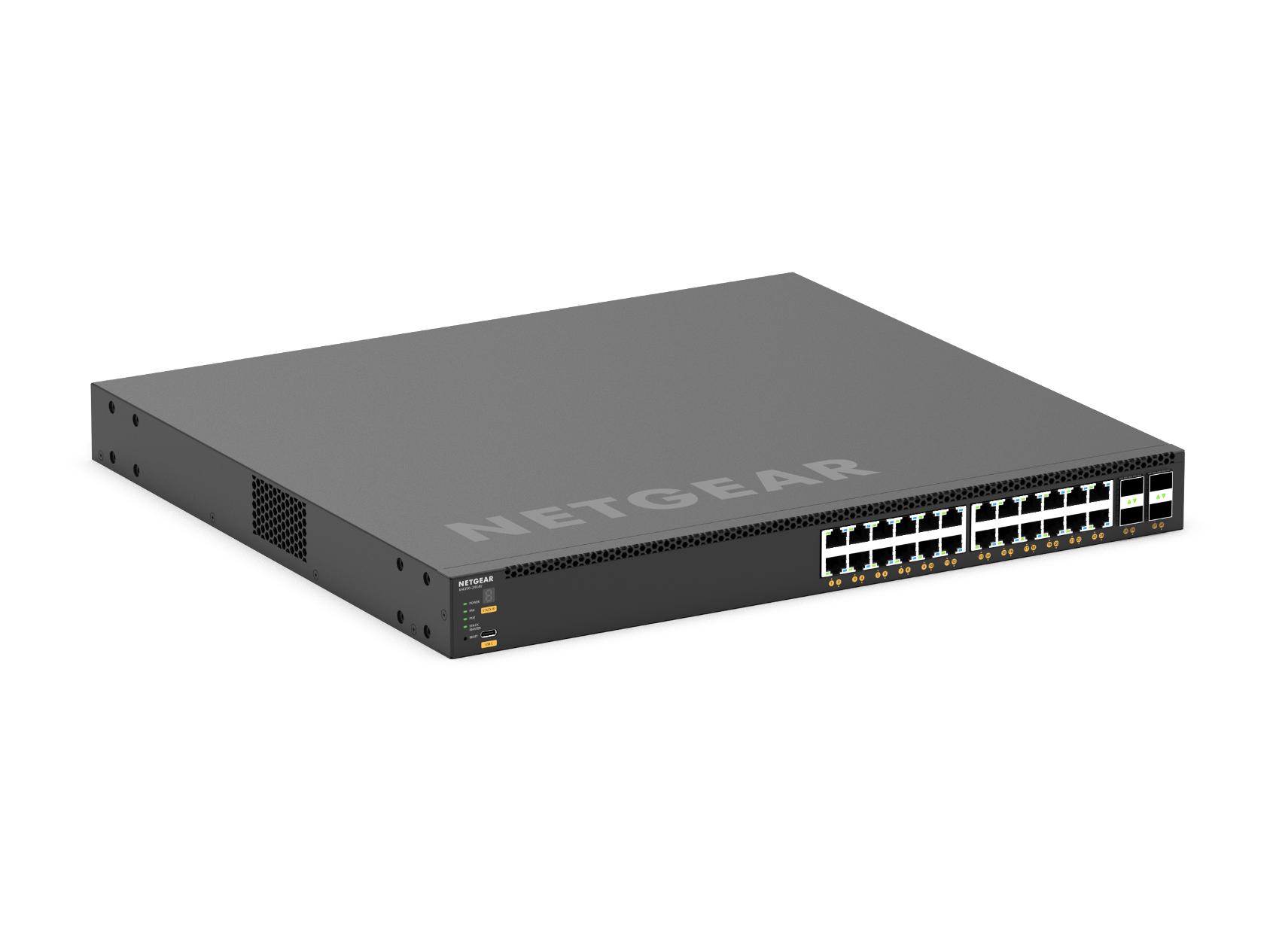 Netgear L3 24x1G/2.5G/5G/10G PoE+ en 4x25G SFP28 managed switch M4350-24X4V XSM4328CV-100NES