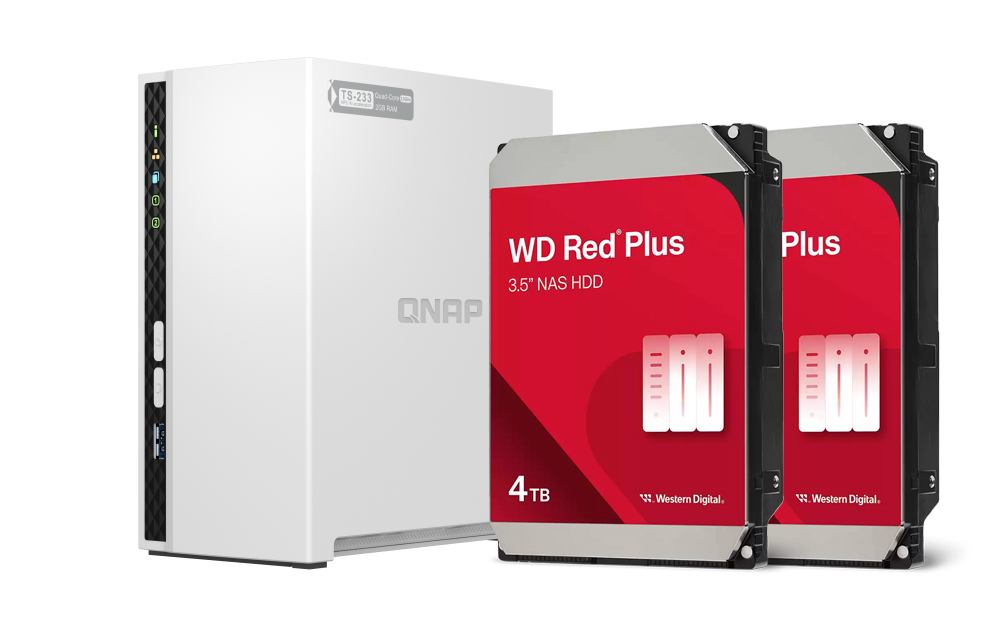 QNAP TS-233 RED 8TB (2x 4TB) bundel TBTS233-24R