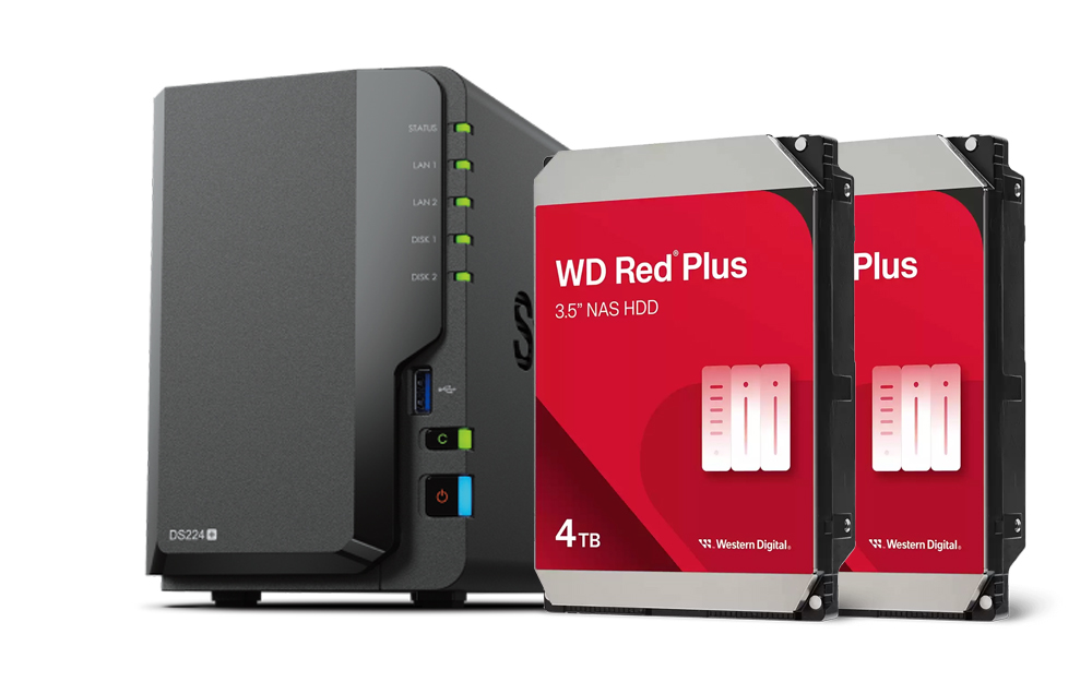 Synology DS224+ NAS 8TB (2x 4TB WD RED)