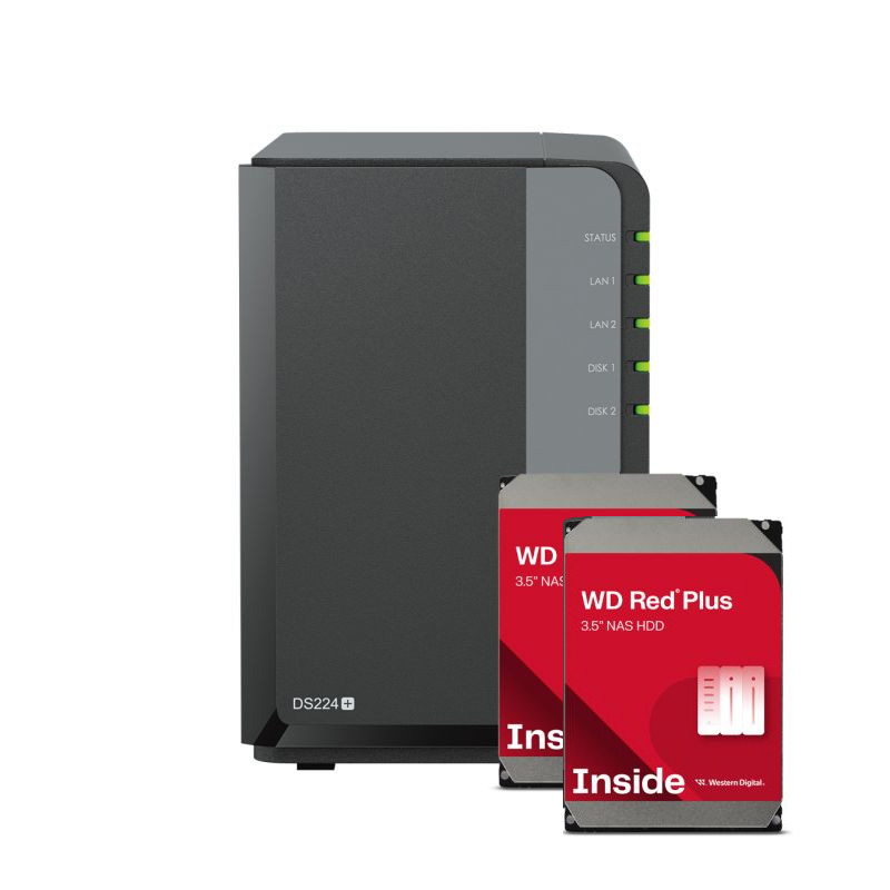 Synology DS224+ NAS 8TB (2x 4TB WD RED)