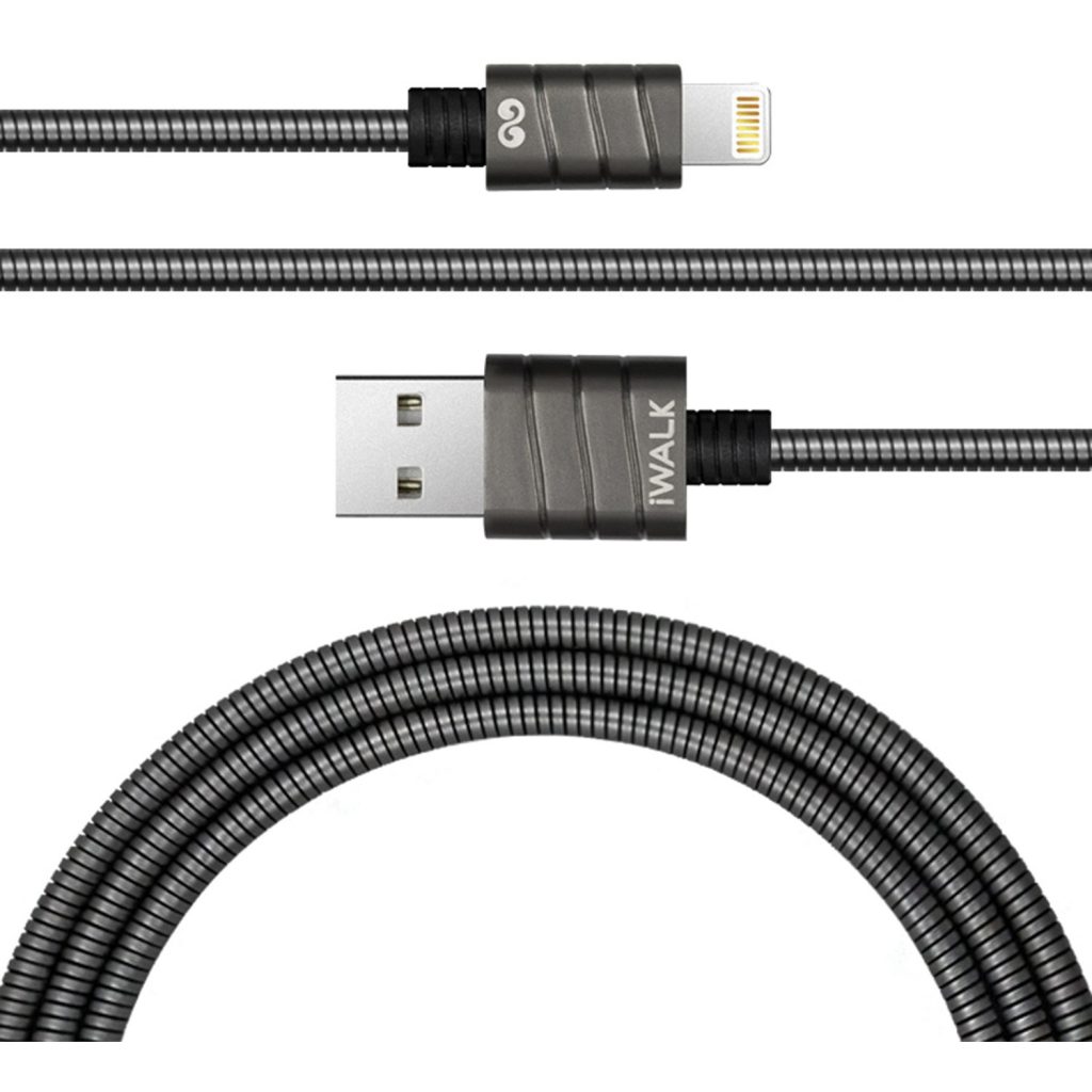 iWalk Twister Steel Metallic Lightning Cable Grey